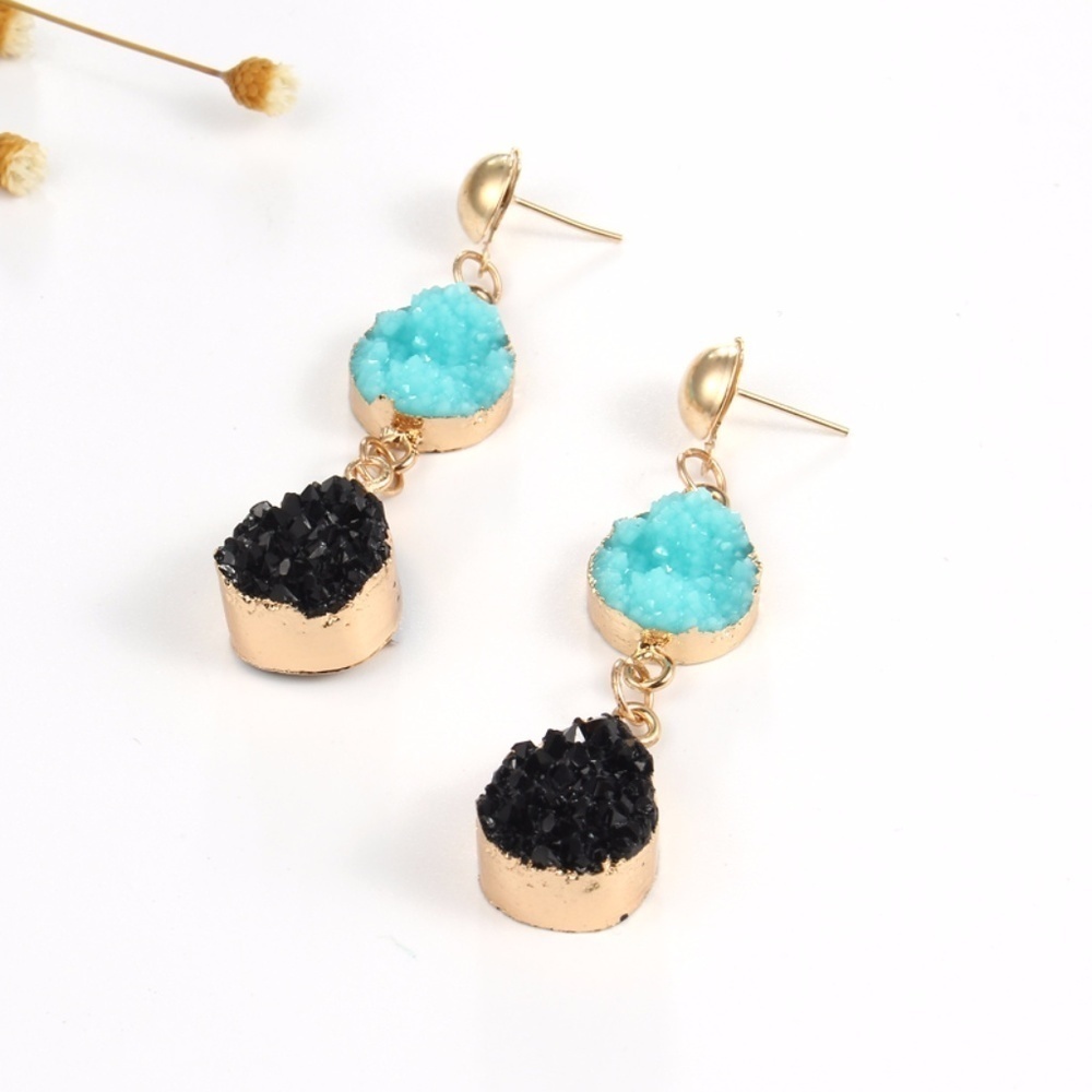 Sparkly Druzy Round Dangle Earrings